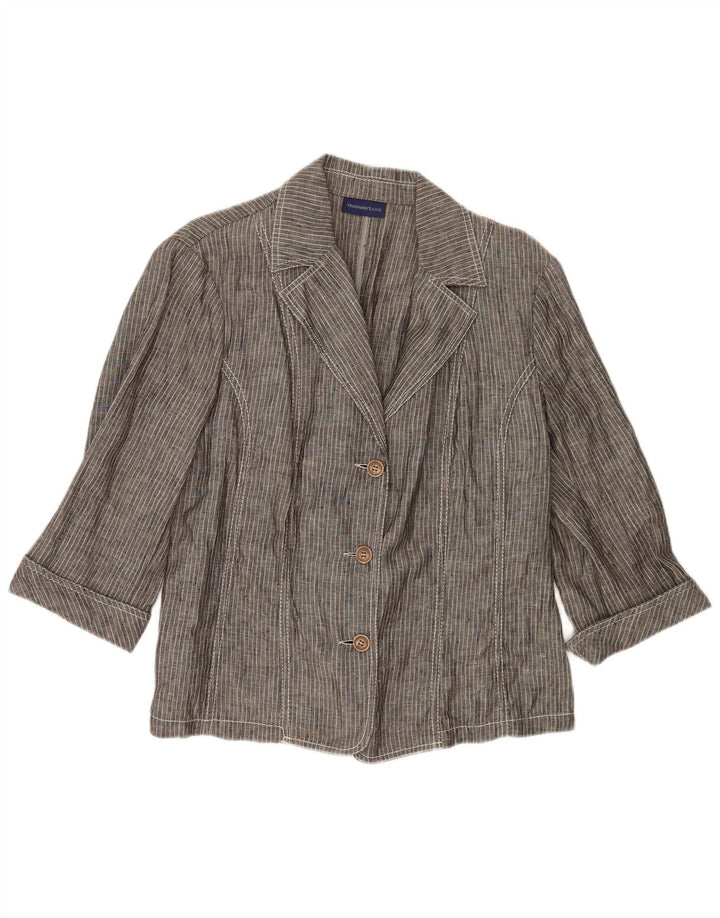 Giacca Blazer Donna Trussardi Jeans Manica 3/4 IT 50 XL Rigata Grigia