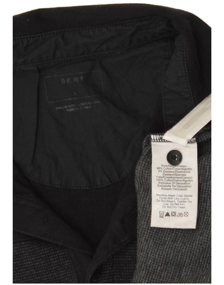 Polo da uomo Dkny in cotone gessato medio nero