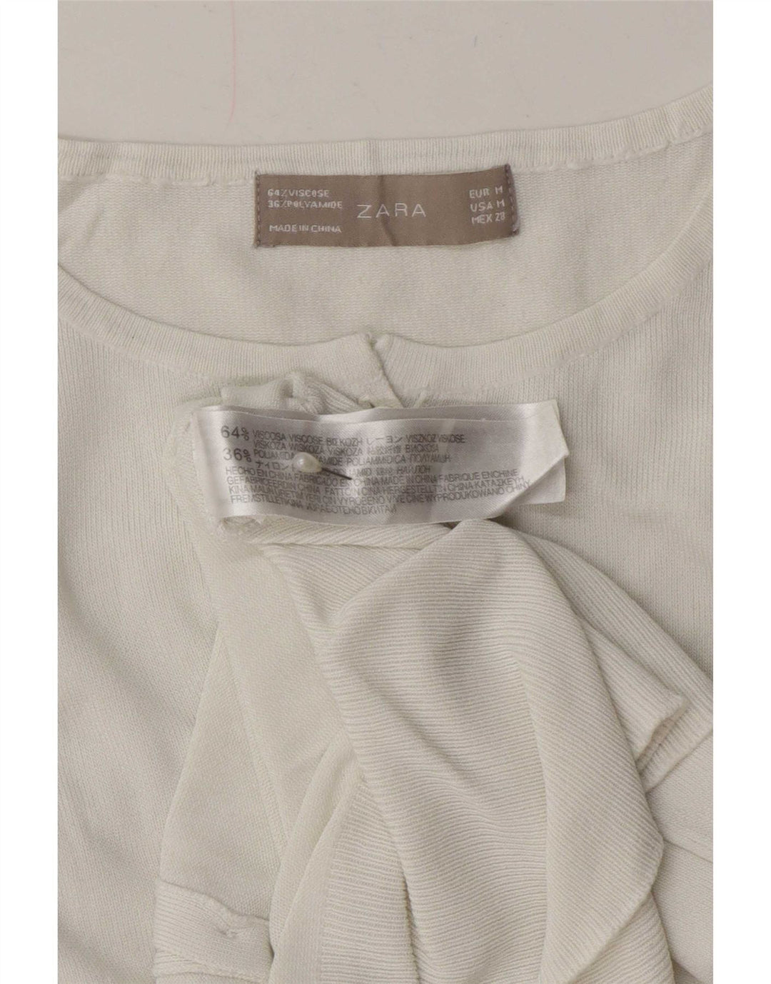 Maglione cardigan da donna Zara UK 12 viscosa bianca media