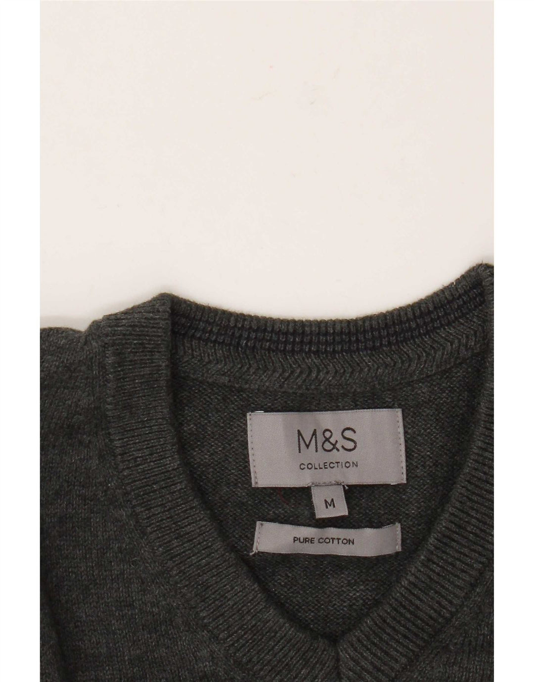 Maglione da uomo con scollo a V Marks & Spencer in cotone grigio medio