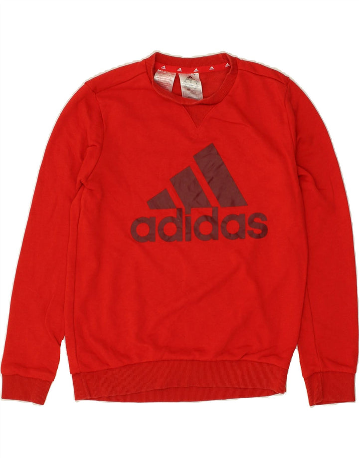 ADIDAS Boys Graphic Sweatshirt Jumper 11-12 Years Red Cotton Vintage Adidas and Second-Hand Adidas from Messina Hembry 