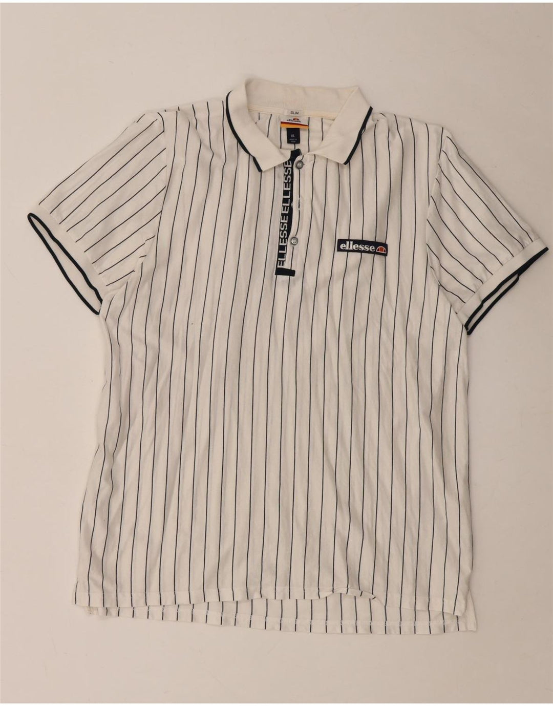 Polo Ellesse da uomo slim XL in cotone a righe bianche