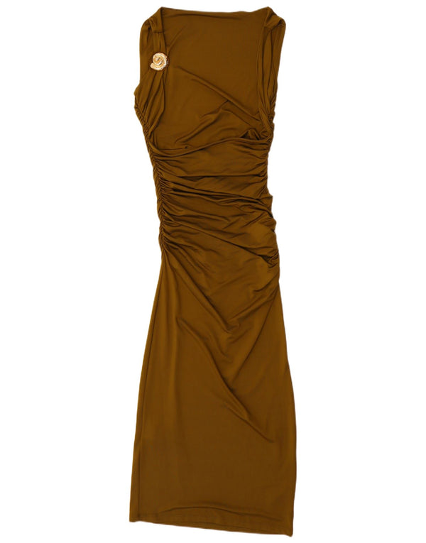 Zara Womens Sleeveless Bodycon Dress UK 12 Medium Khaki Polyamide