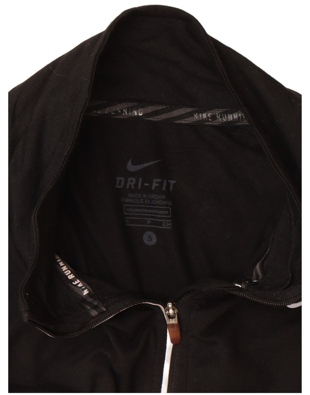 Top della tuta da ginnastica Nike Dri Fit con collo e zip da donna, UK 10, piccola, nera