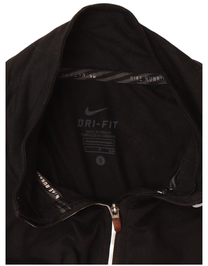 Top della tuta da ginnastica Nike Dri Fit con collo e zip da donna, UK 10, piccola, nera
