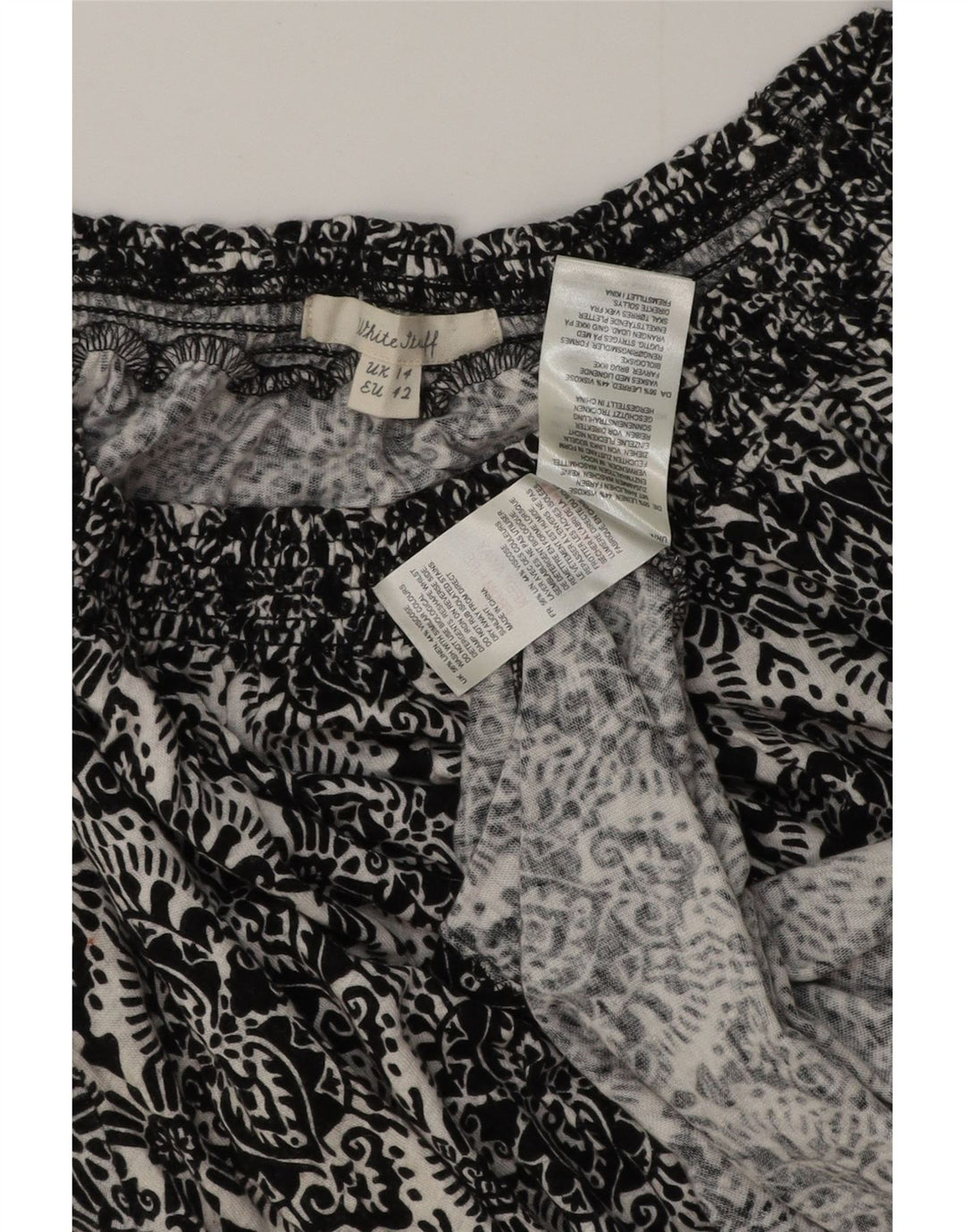 Camicetta da donna White Stuff Top UK 14 Lino Paisley nero grande