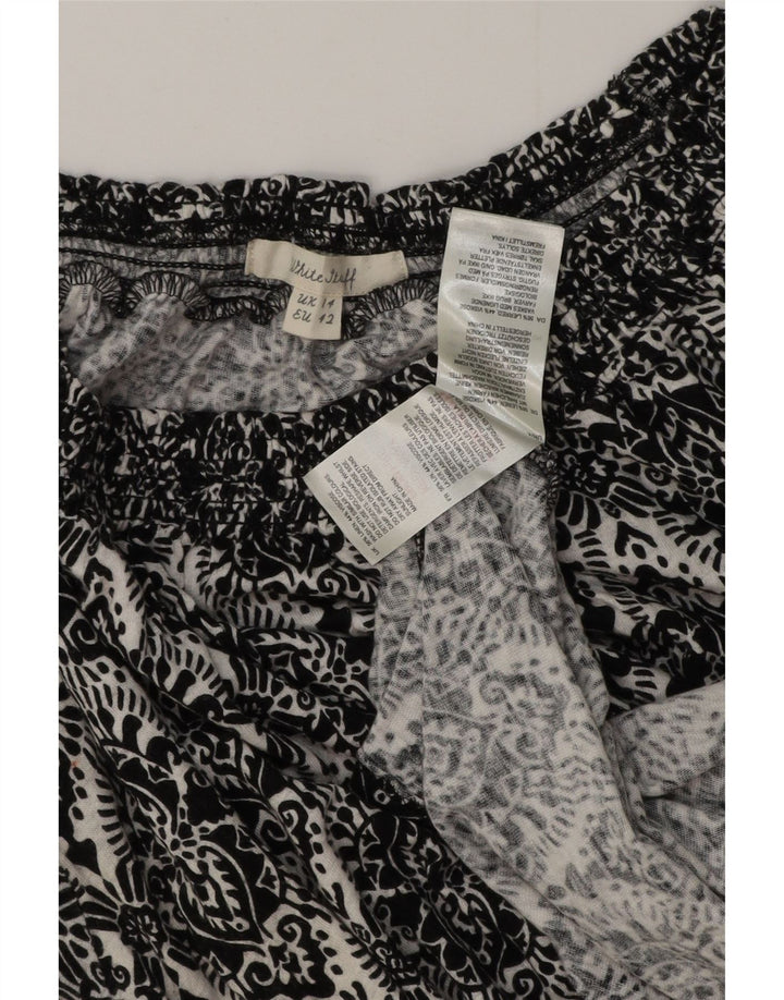 Camicetta da donna White Stuff Top UK 14 Lino Paisley nero grande