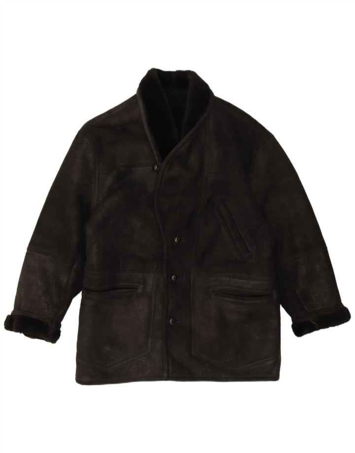 Giacca in shearling vintage da uomo IT 54 2XL Shearling nero