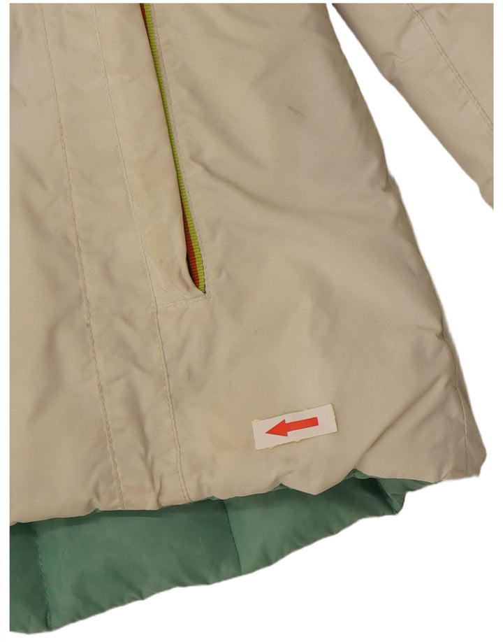 Giubbotto imbottito reversibile con cappuccio per bambina K-Way 11-12 anni in poliammide bianco sporco