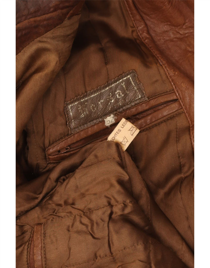 Giacca in pelle vintage da uomo EU 52 grande marrone