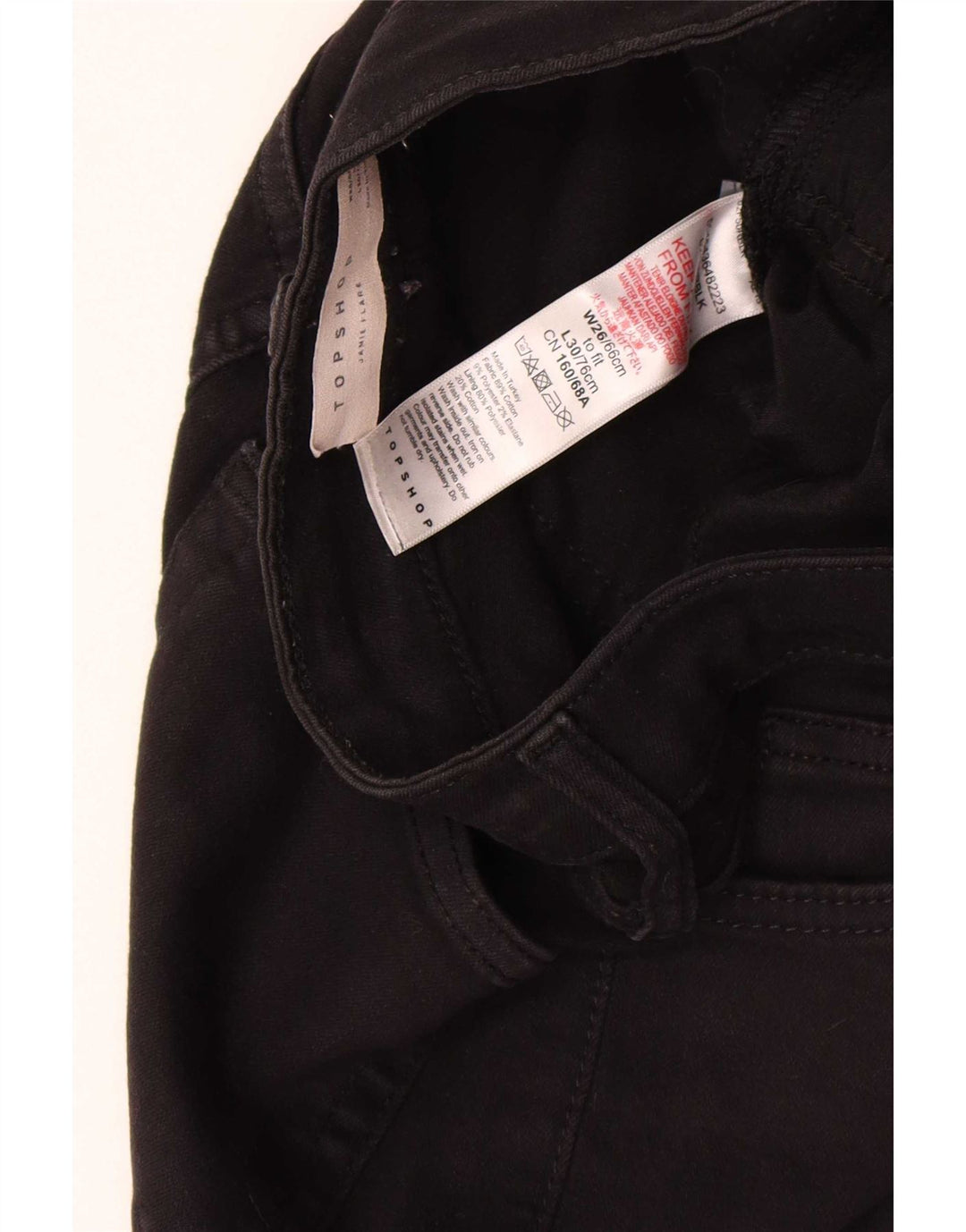 Jeans svasati Jamie da donna Topshop W26 L30 cotone nero