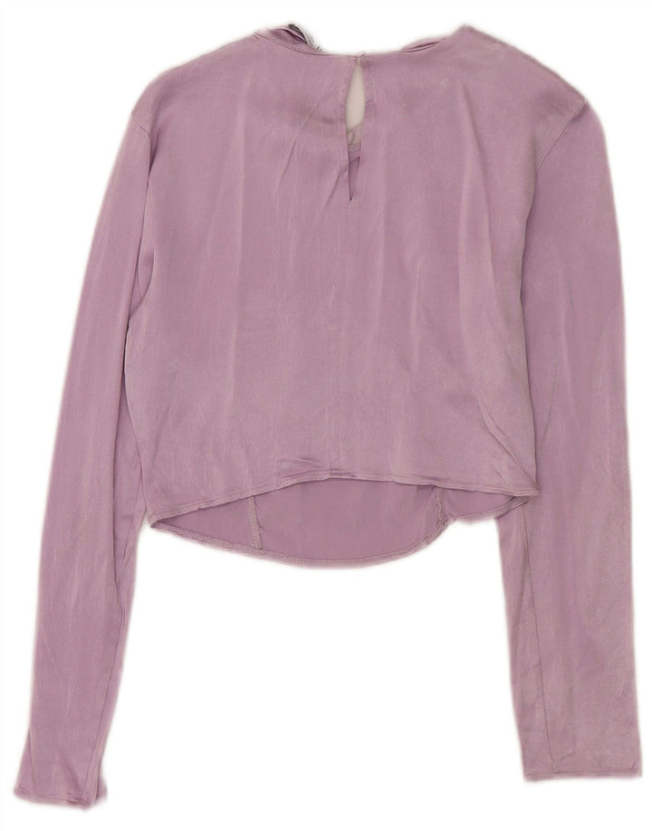 Top corto a maniche lunghe da donna Zara UK 12 viola medio