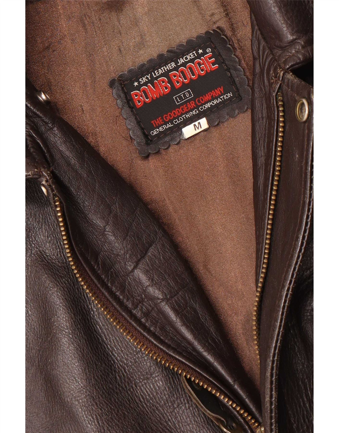 Bomb Boogie Giacca in pelle da uomo Sky Loose Fit UK 38 Marrone medio