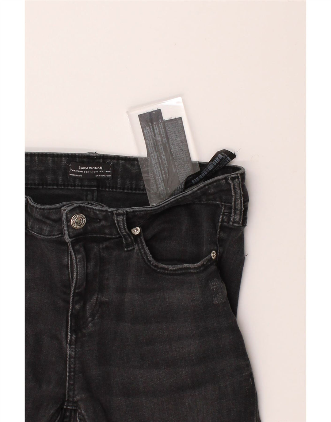 ZARA Womens Distressed Slim Jeans EU 38 Small W28 L28 Black Cotton Vintage Zara and Second-Hand Zara from Messina Hembry 