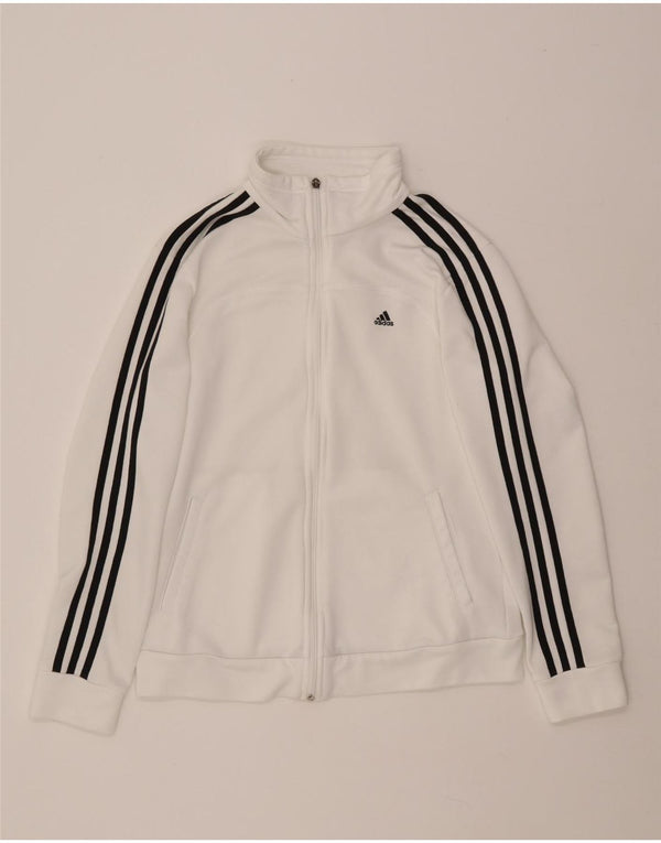 Giacca da tuta da donna ADIDAS UK 12/14 Poliestere bianco medio