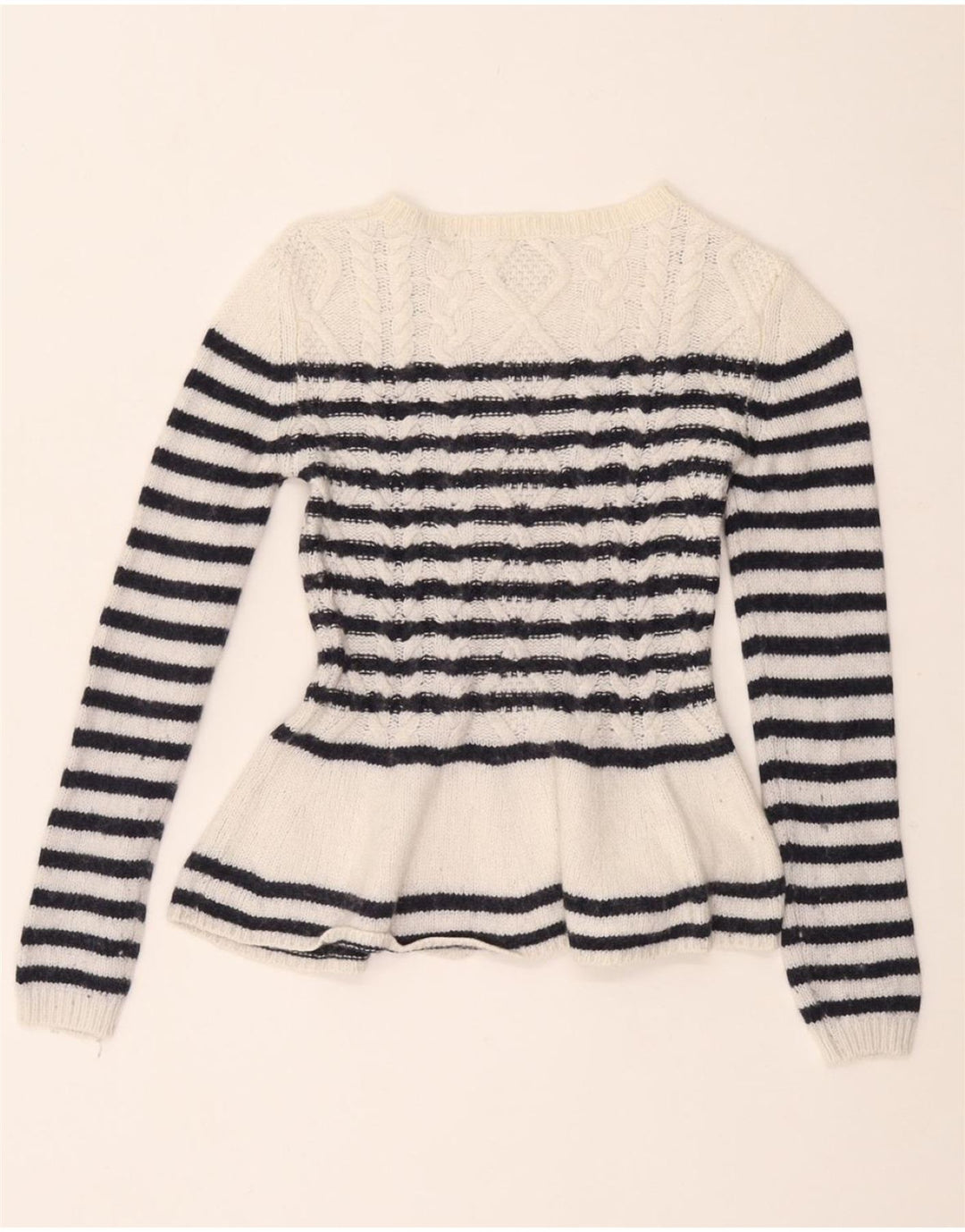 MASSIMO DUTTI Maglione da donna aderente con scollo a barca UK 8 piccolo bianco