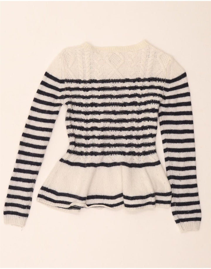 MASSIMO DUTTI Maglione da donna aderente con scollo a barca UK 8 piccolo bianco