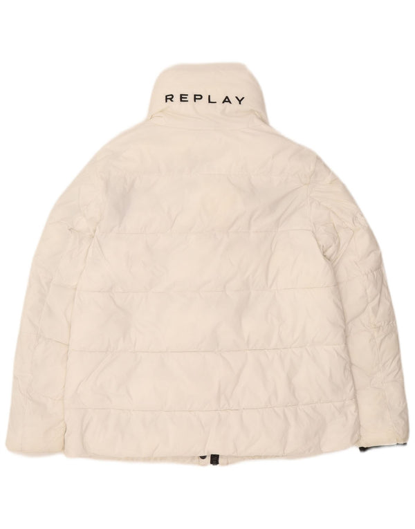 Giacca imbottita oversize grafica da donna Replay UK 6 XS poliestere bianco