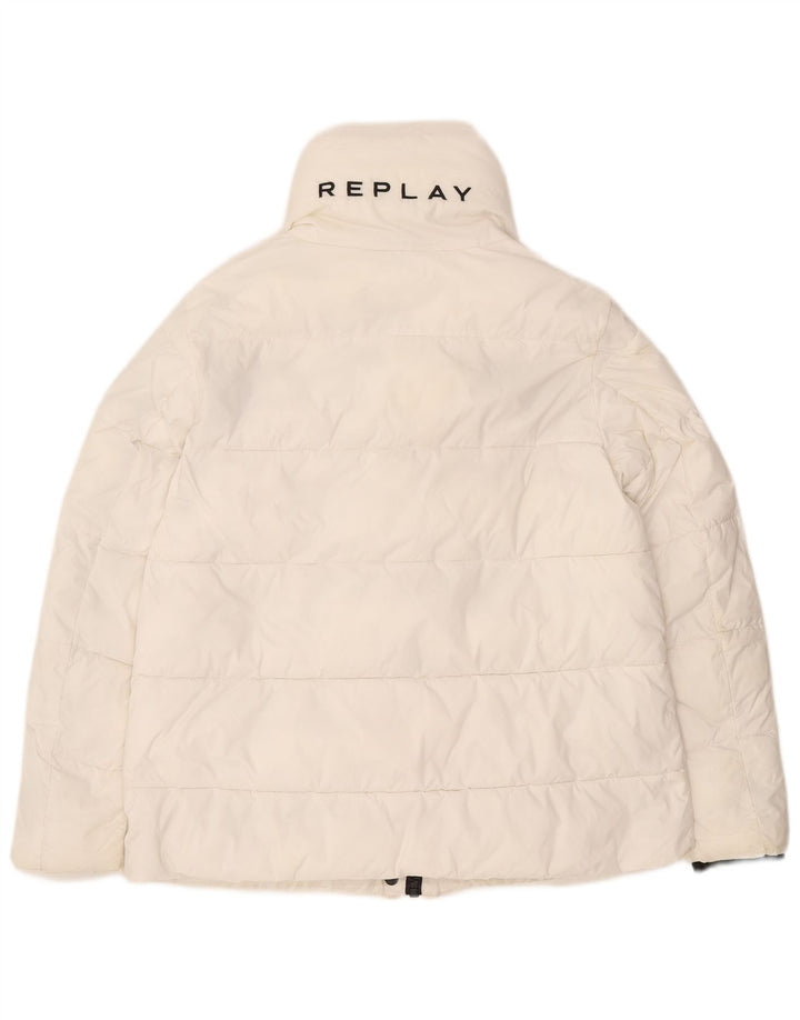 Giacca imbottita oversize grafica da donna Replay UK 6 XS poliestere bianco