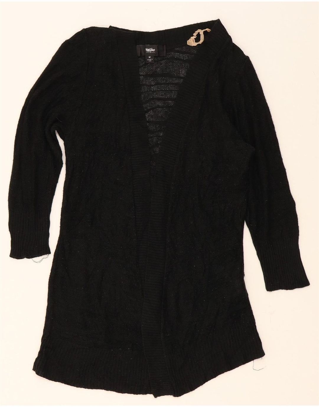 MOSSIMO Womens 3/4 Sleeve Open Cardigan Sweater UK 12 Medium Black Acrylic Vintage Mossimo and Second-Hand Mossimo from Messina Hembry 