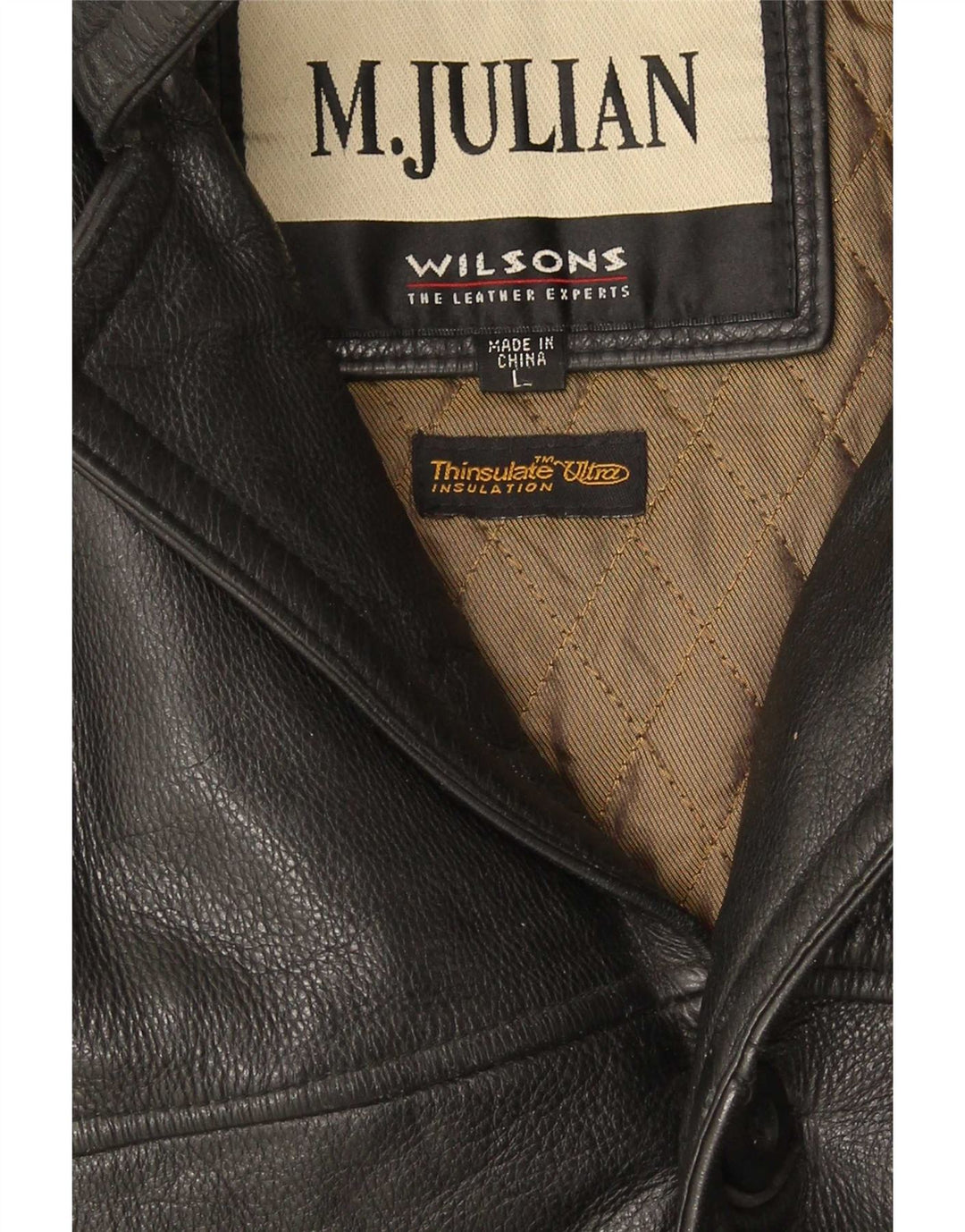 Giacca a vento in pelle Wilsons da uomo M. Julian UK 40 grande nera