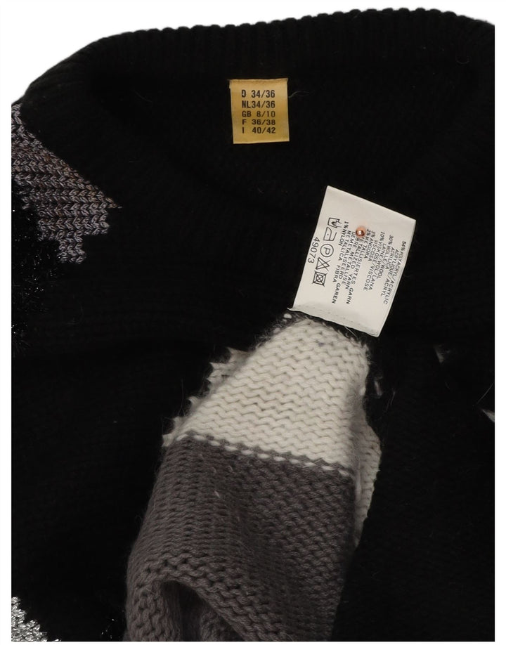 Maglione maglione con scollo a barca da donna VINTAGE UK 8/10 piccolo multicolore