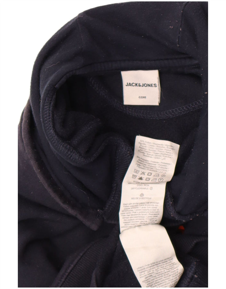 Maglione con cappuccio da uomo Jack & Jones medio in cotone blu navy