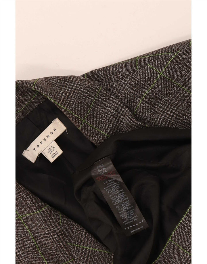 Giacca blazer oversize da donna a 1 bottone Topshop UK 8 piccolo pied de poule grigio
