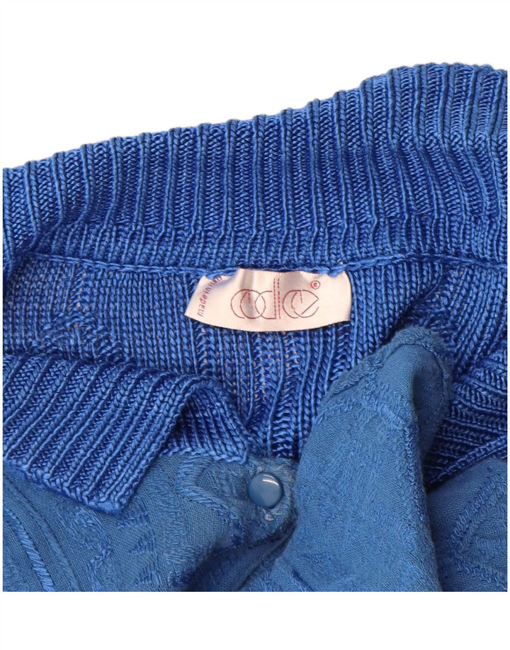 Maglione cardigan da donna vintage IT 44 Viscosa geometrica blu medio