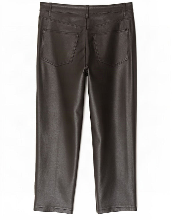 Topshop Pantaloni da donna in ecopelle corta UK 8 piccoli W26 L23 neri