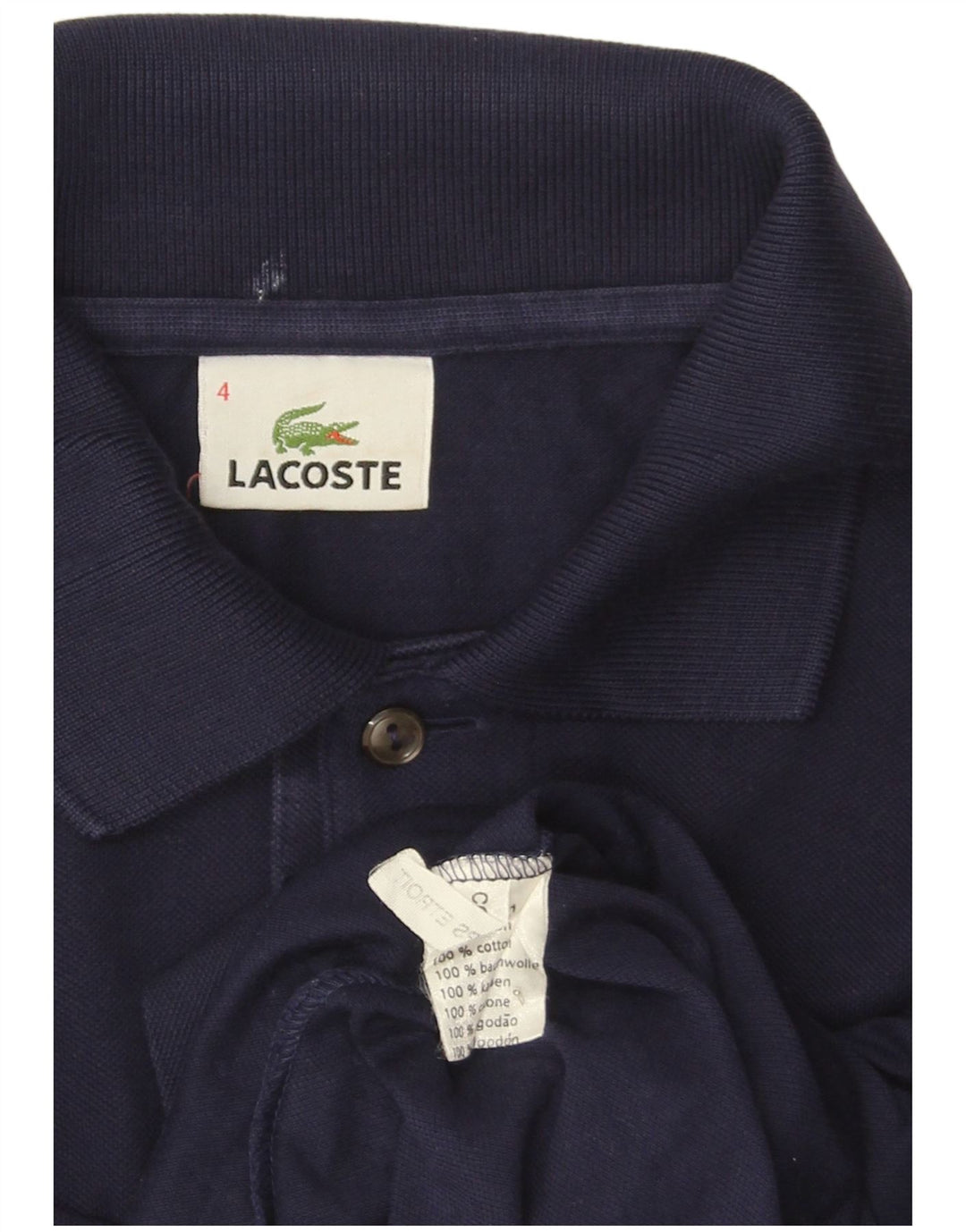 Polo LACOSTE da uomo a maniche lunghe taglia 4 cotone medio blu navy