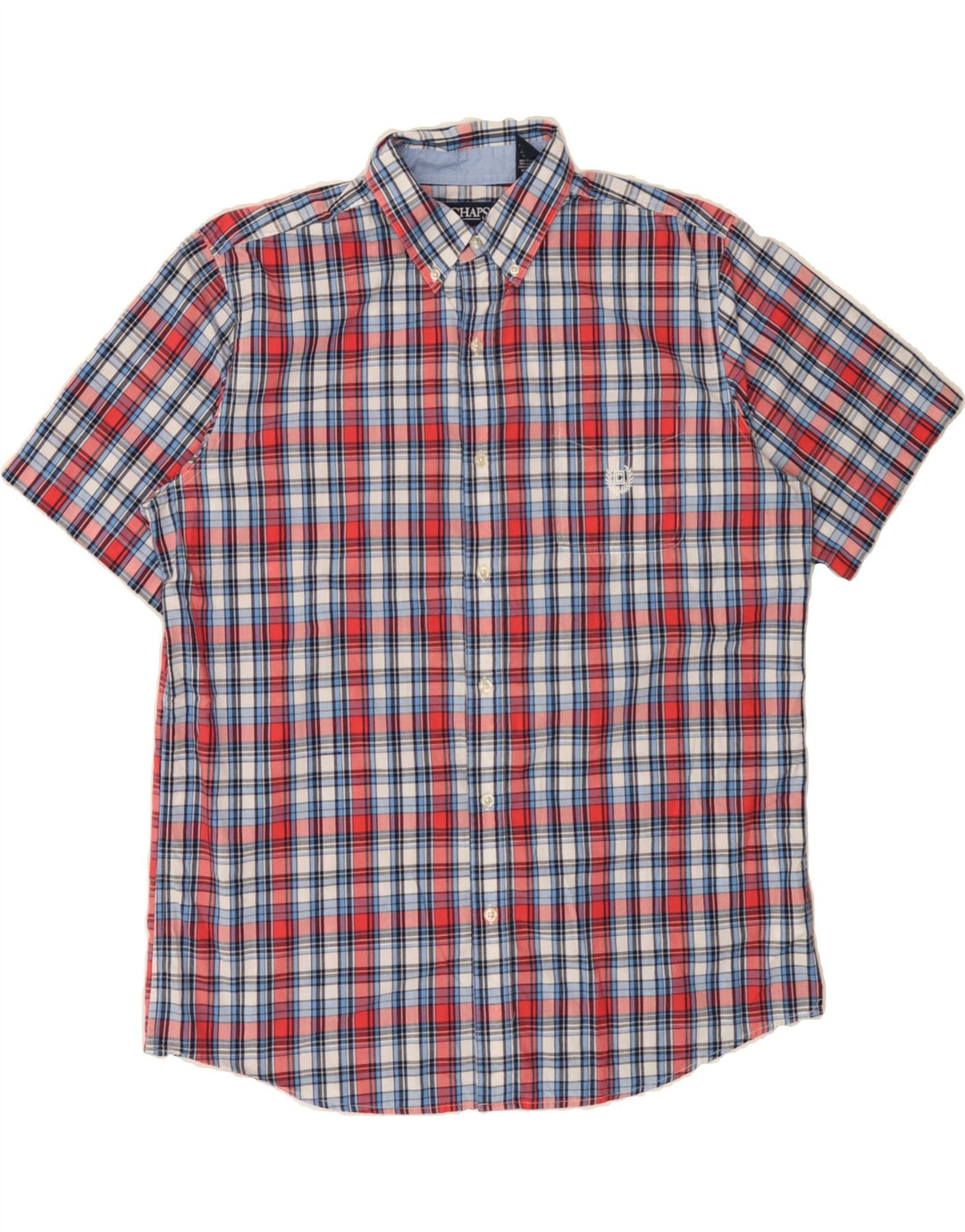 CHAPS Mens Easy Care Short Sleeve Shirt Large Multicoloured Check Cotton Vintage Chaps and Second-Hand Chaps from Messina Hembry 