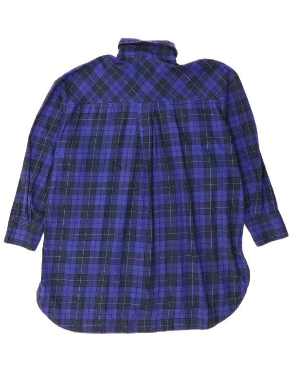 Abito camicia oversize in flanella da donna Zara UK 4 XS scozzese blu