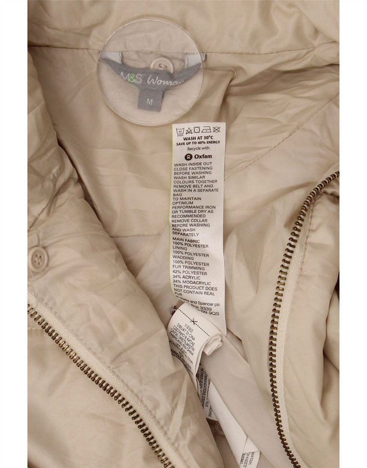 Cappotto imbottito oversize con cappuccio da donna Marks & Spencer UK 14 medio bianco sporco