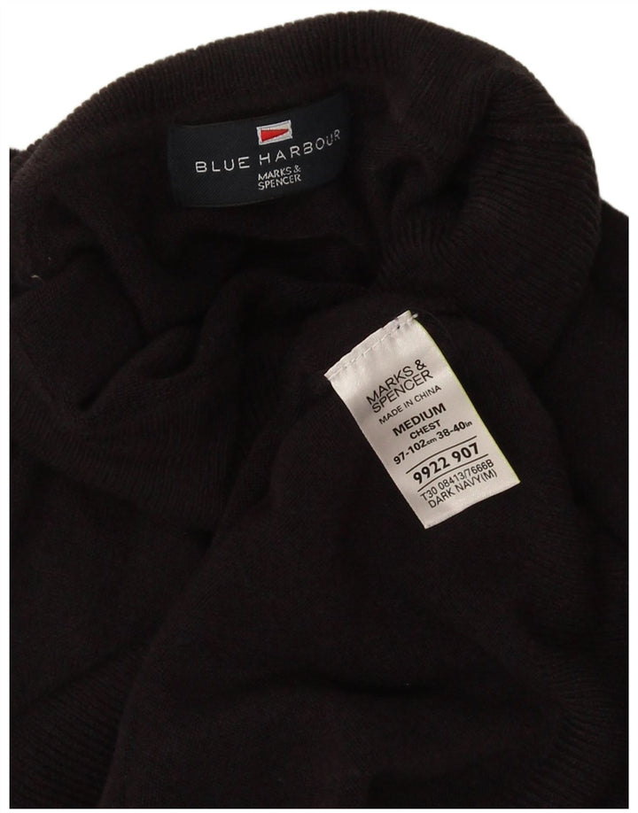 Maglione maglione a collo alto Marks & Spencer da uomo blu medio nero