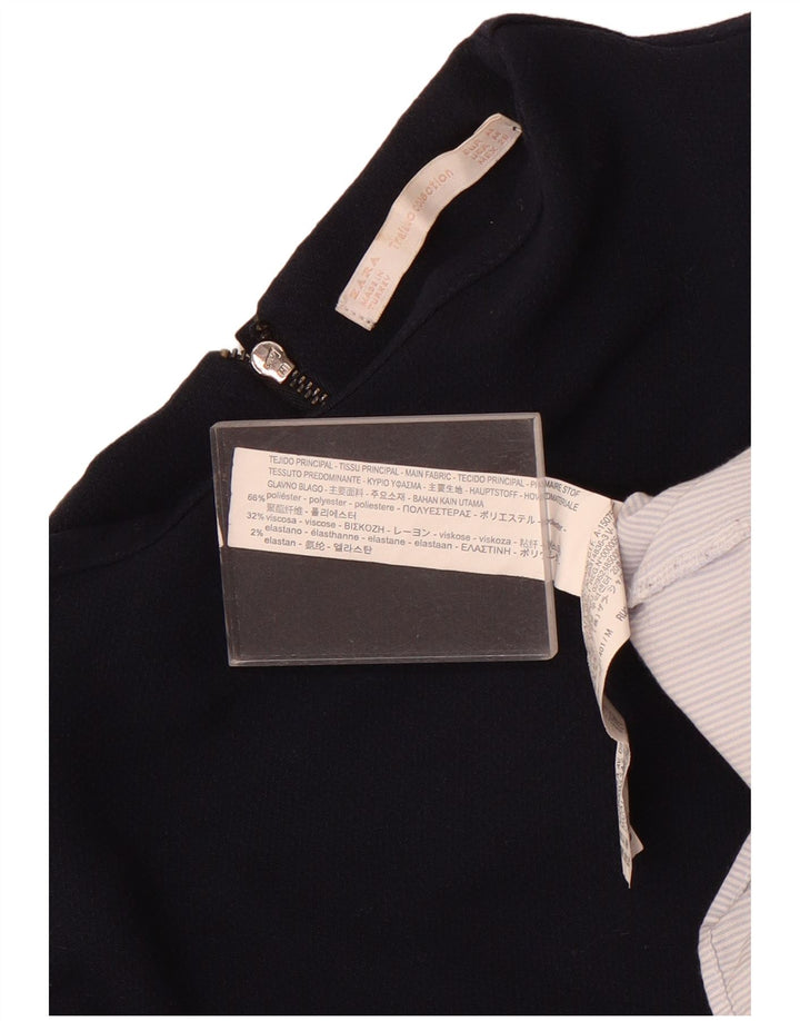 Top tunica a maniche lunghe da donna Zara UK 12 blocco colore blu navy medio