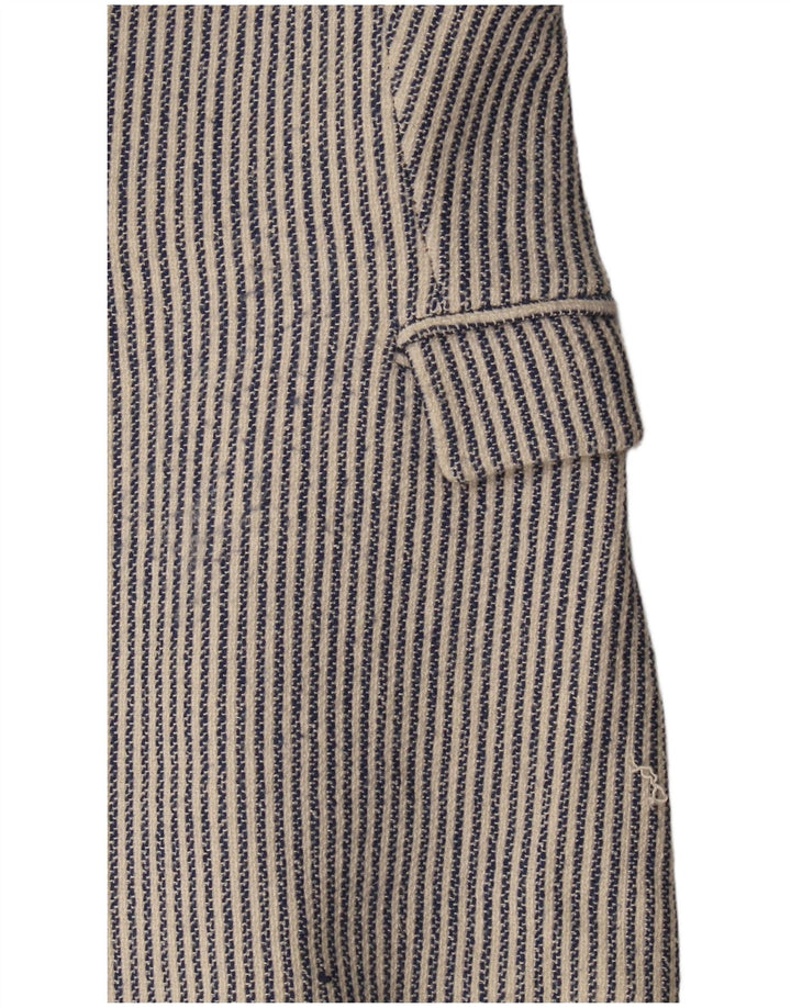 Giacca blazer da donna a 1 bottone Zara UK 12 Cotone gessato blu medio