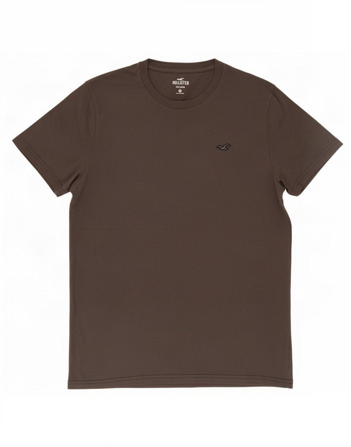 T-shirt Hollister da uomo in cotone grigio medio