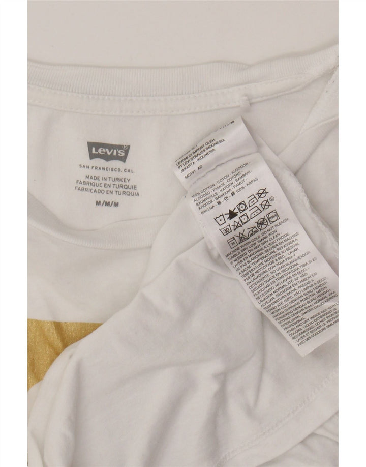 LEVI'S Womens Graphic T-Shirt Top UK 14 Medium White Cotton Vintage Levi's and Second-Hand Levi's from Messina Hembry 