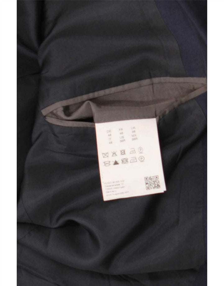 Giacca blazer da uomo a 2 bottoni Hugo Boss EU 46 piccola lana vergine blu navy