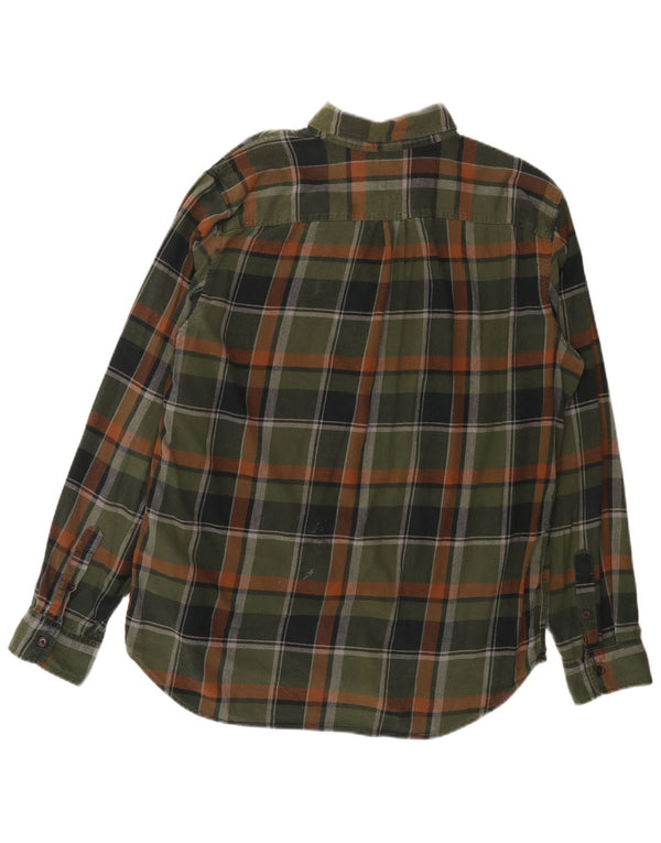 Gap Camicia da uomo in flanella vestibilità standard, cotone a quadri verdi grandi