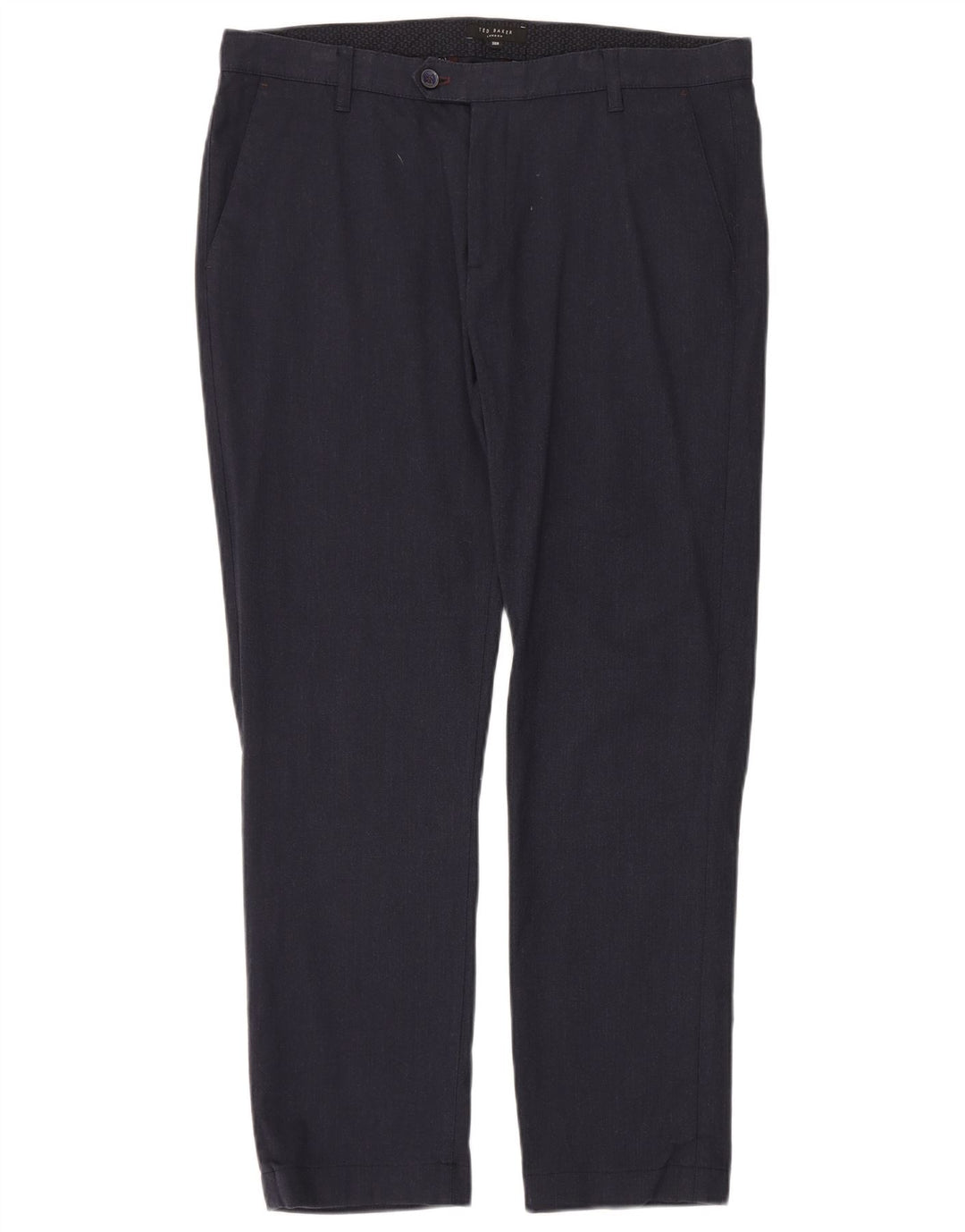 Pantaloni da abito slim da uomo Ted Baker W36 L30 in cotone blu navy
