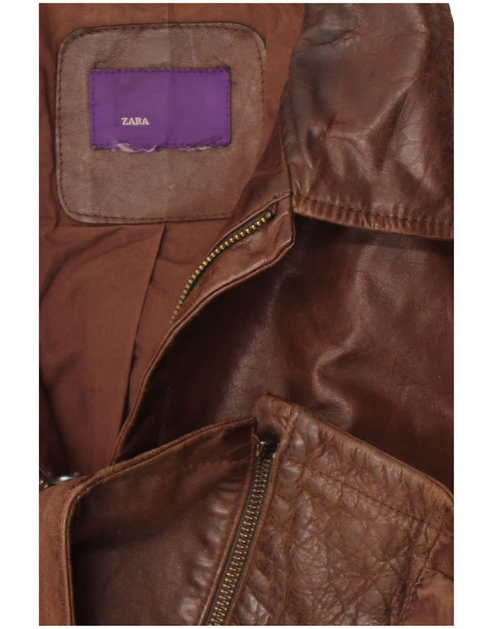Giacca in pelle da uomo Zara UK 38 Marrone medio