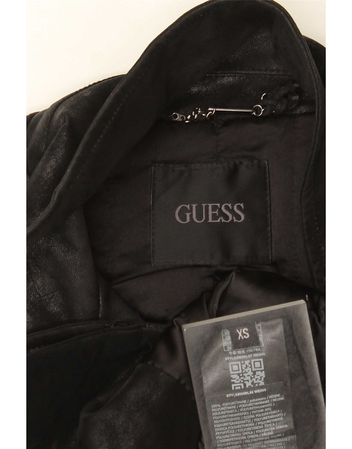 Giacca da motociclista da donna in ecopelle Guess UK 4 XS poliuretano nero