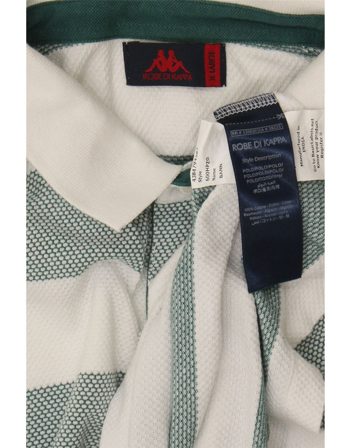 KAPPA Mens Polo Shirt XL White Striped Cotton Vintage Kappa and Second-Hand Kappa from Messina Hembry 