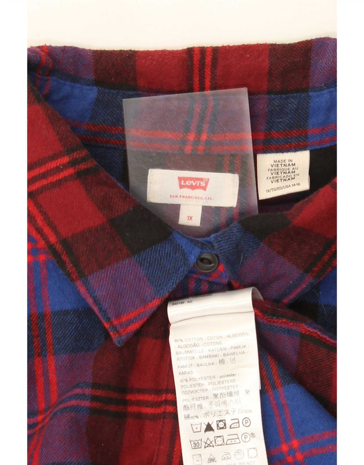 Camicia in flanella da donna Levi's UK 18 XL Cotone a quadri rossi