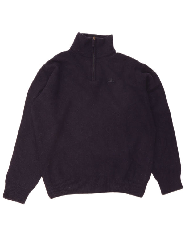 Maglione Kappa da uomo con zip e collo grande in lana d'agnello blu navy