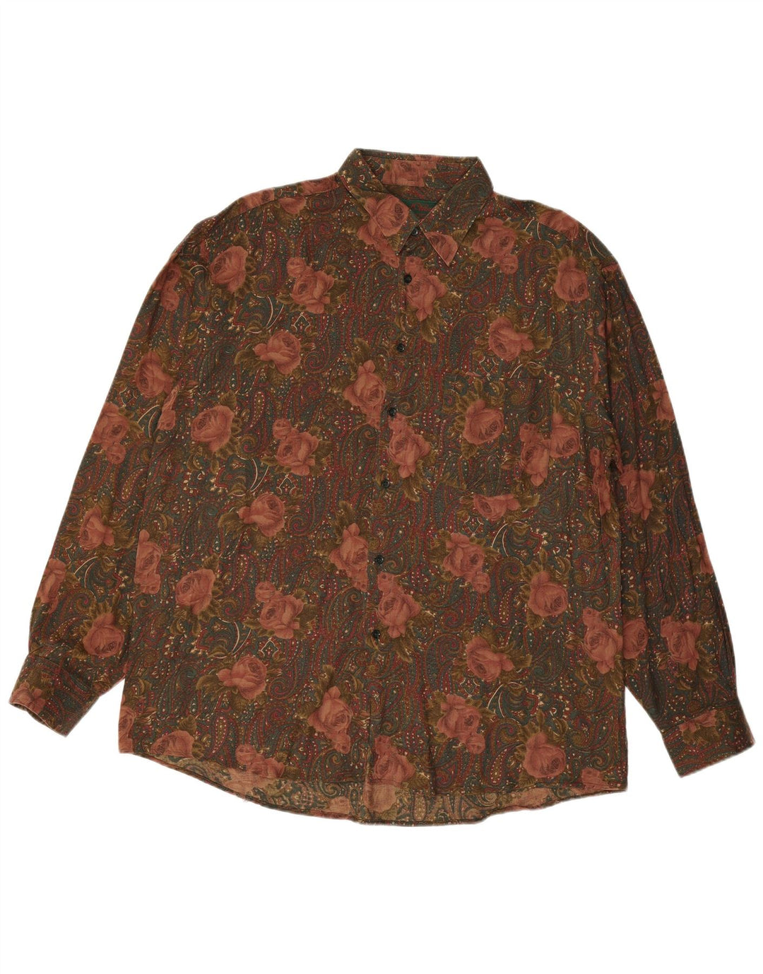 Camicia da uomo VINTAGE XL Rayon floreale multicolore
