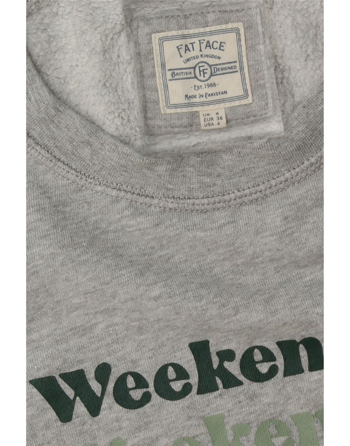 FAT FACE Womens Oversized Graphic Sweatshirt Jumper UK 8 Small  Grey Vintage Fat Face and Second-Hand Fat Face from Messina Hembry 