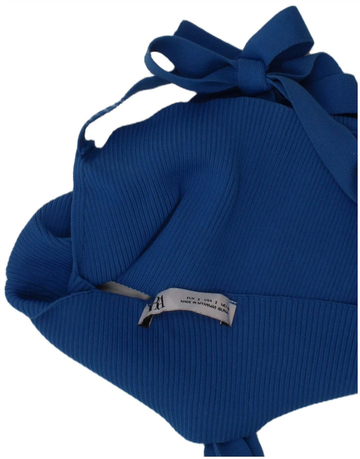 Top corto allacciato alla caviglia Zara da donna piccolo blu